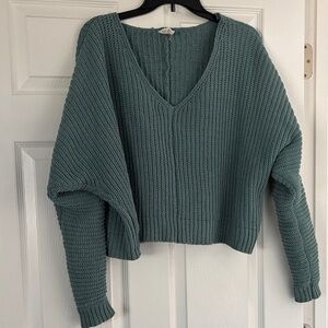 Women's Teal oversized V-Neck Sweater